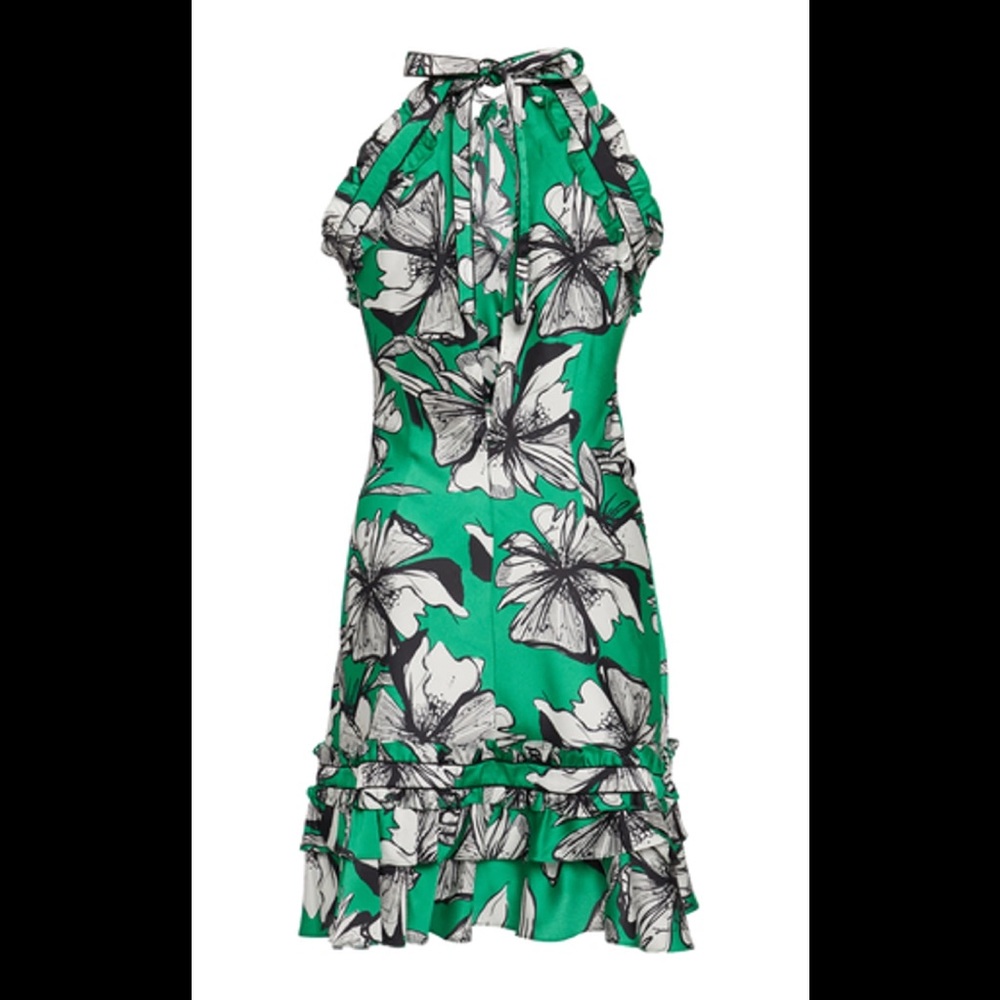 Alexis Halter Erica Green Ruffle Mini Dress, Sz XS